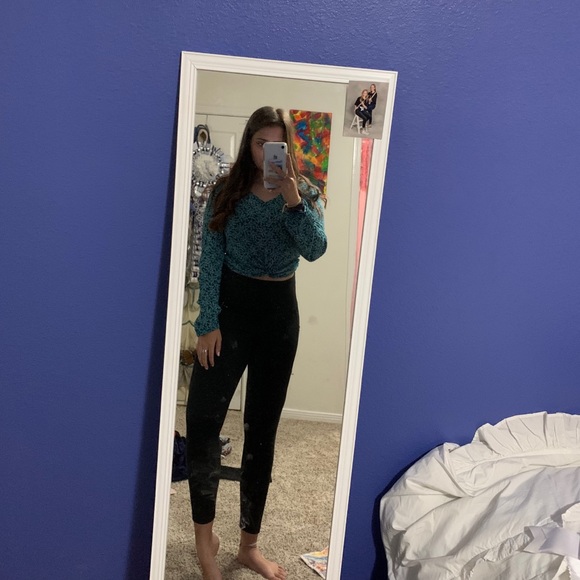green/teal long sleeve blouse - Picture 3 of 4